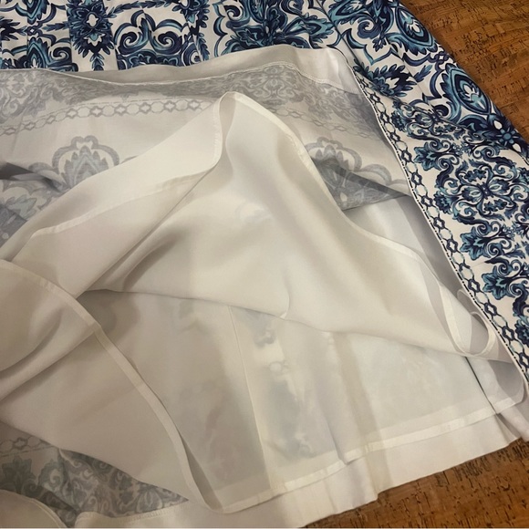 Talbots Grecian Tile White And Blue Fit And Flare Dress - Picture 4 of 9